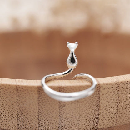 Anillo Adorable De Gato De Acero Inoxidable