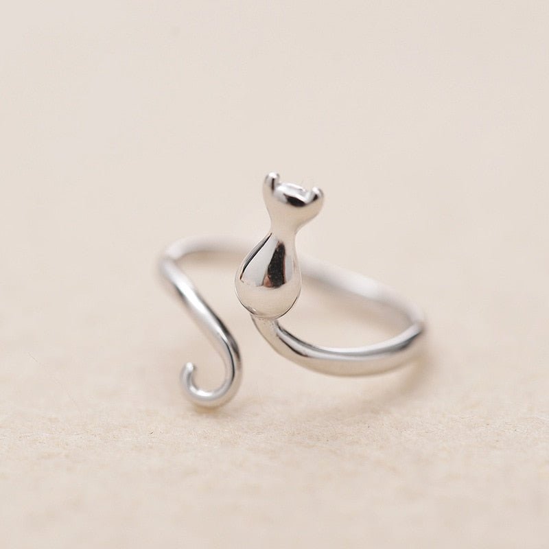 Anillo Adorable De Gato De Acero Inoxidable