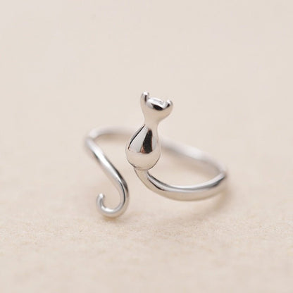 Anillo Adorable De Gato De Acero Inoxidable