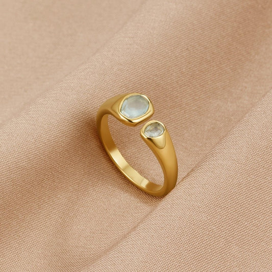 Anillo envolvente vintage con aguamarina